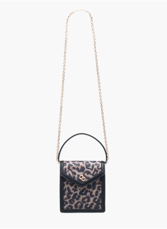 Celeste Womens Animal Print Crossbody Bag With Handle And Flap Closure  - Image 2