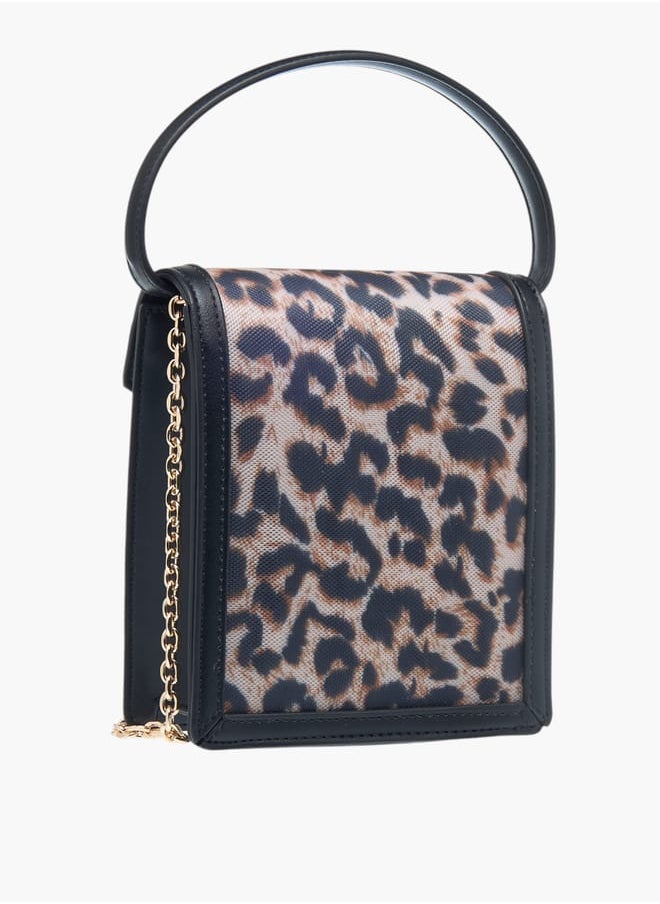 Celeste Womens Animal Print Crossbody Bag With Handle And Flap Closure  - Image 3