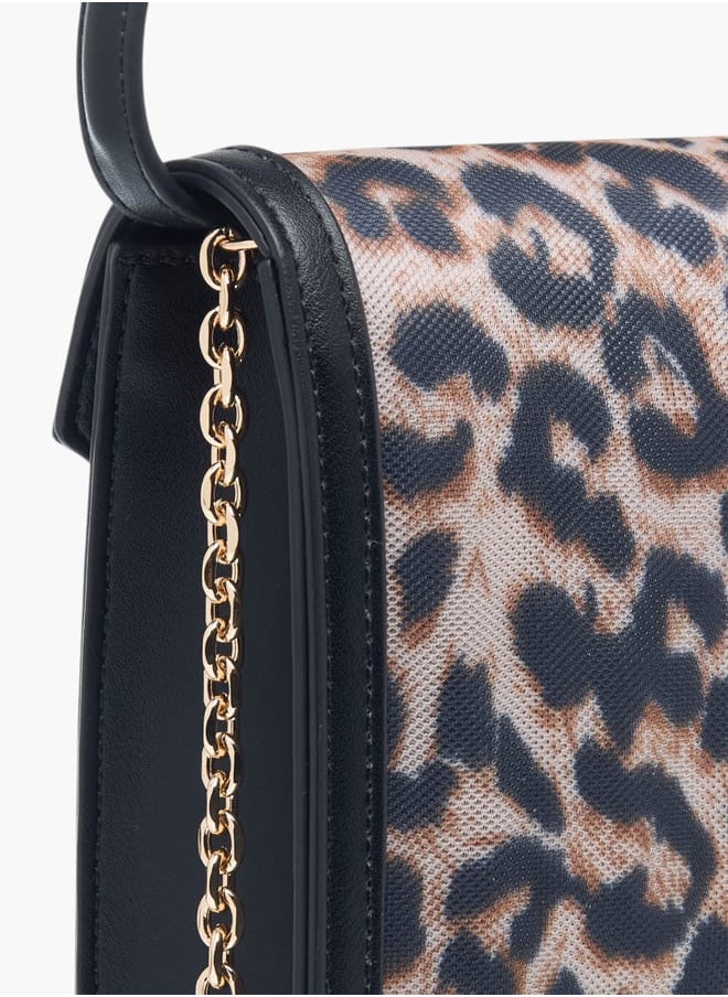 Celeste Womens Animal Print Crossbody Bag With Handle And Flap Closure  - Image 5