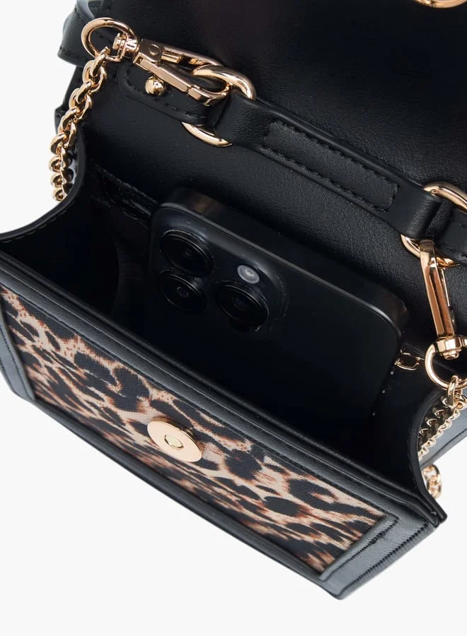 Celeste Womens Animal Print Crossbody Bag With Handle And Flap Closure