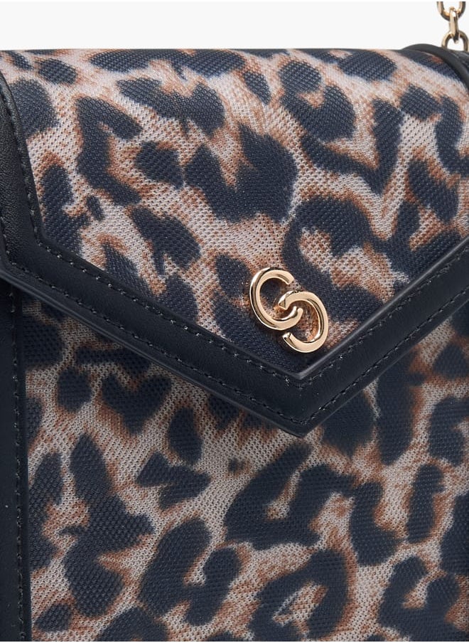 Celeste Womens Animal Print Crossbody Bag With Handle And Flap Closure  - Image 4