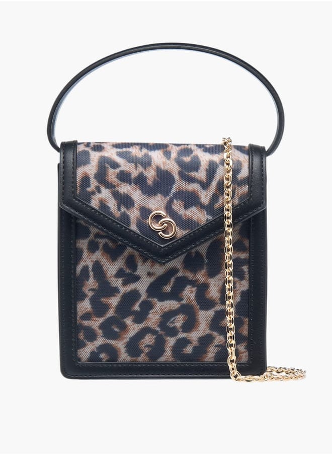 Celeste Womens Animal Print Crossbody Bag With Handle And Flap Closure  - Image 1