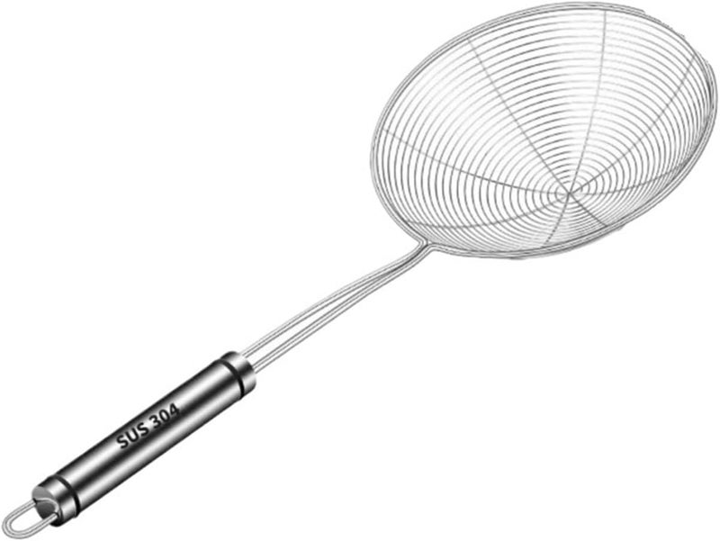 Oval Stainless Steel Skimmer Filter Mesh Oil Pot Food Strainer Cookware Colander Fried Kitchen(L-No ears) - Image 1
