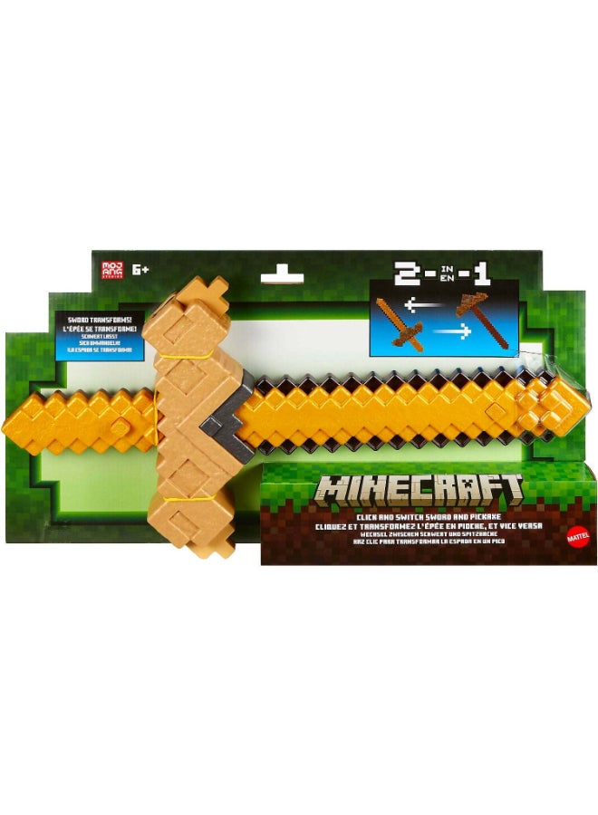 Minecraft Click And Switch Sword and Pickaxe 2-in-1 Toy - Image 1