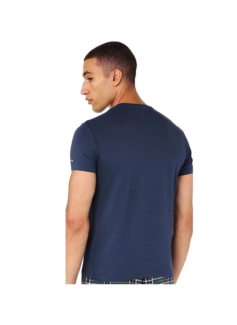 REDCOTTON Undershirt for men, short sleeves, Requral fit from Red Cotton, Navy Blue  - Image 2