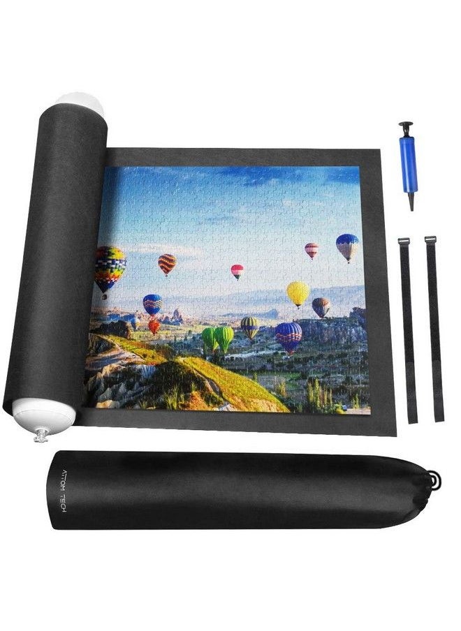 Tomorotec - Rollable Jigsaw Puzzle Mat With Storage Bag Store Puzzle For Next Play Jigsaw Puzzle Roll Mat Board Up To 1500 Pieces Felt Mat Inflatable Tube Inflator And Fasteners Strap(46.5 X 26.5 Inch) - Image 1