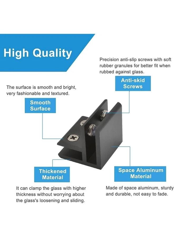 4 Pack Black Aluminum Alloy Adjustable Glass Shelf Support Brackets 90 Degree Holder - Image 3