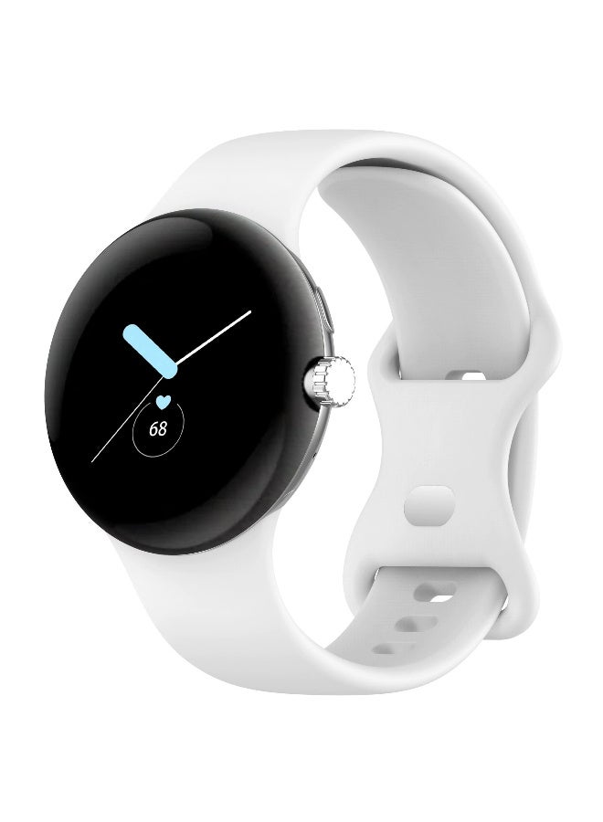 Suitable for Google Pixel Watch Butterfly Buckle Silicone Strap, Google Metal Buckle Silicone Watch Strap White