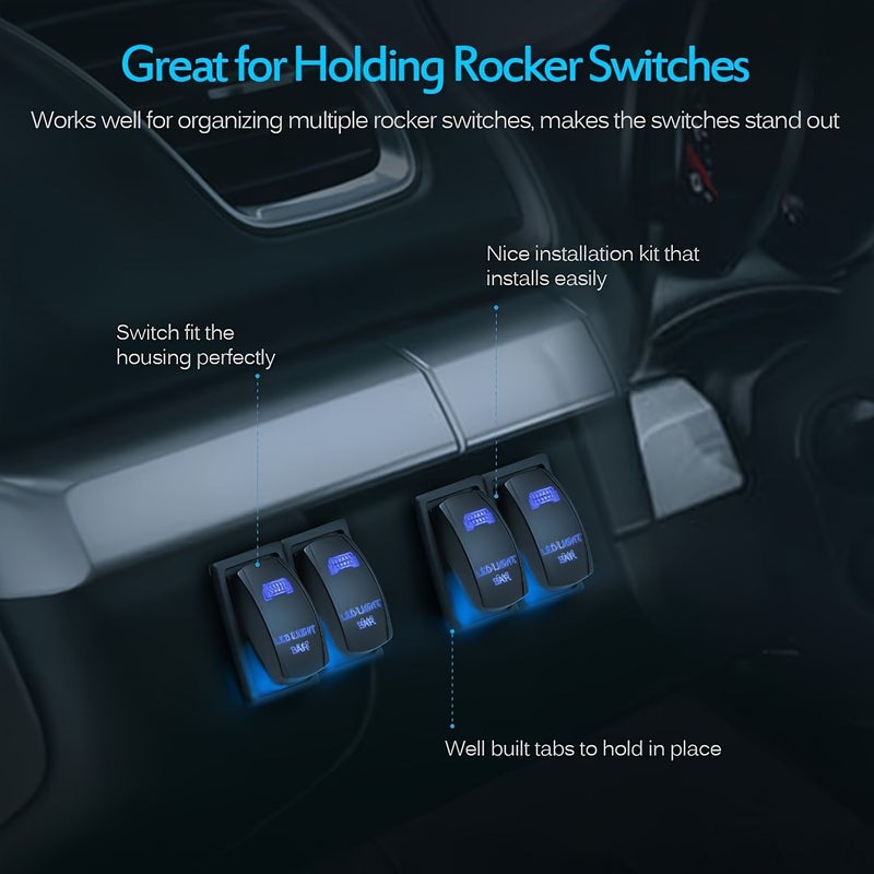 S Rocker Switch Holder Panel Automotive ABS Plastic Housing Kit 4 Way Mount Toggle Switch - Image 5
