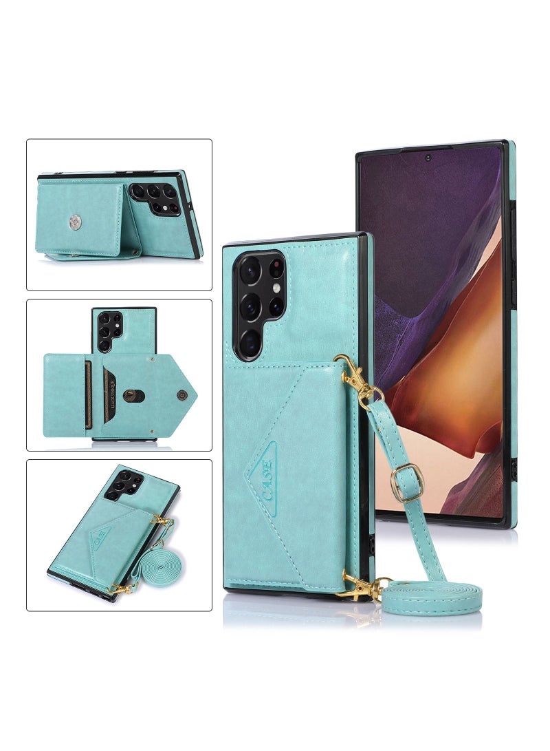 Suteni Crossbody Strap Back Cover Card Slots Leather Phone Case for Samsung - Image 2