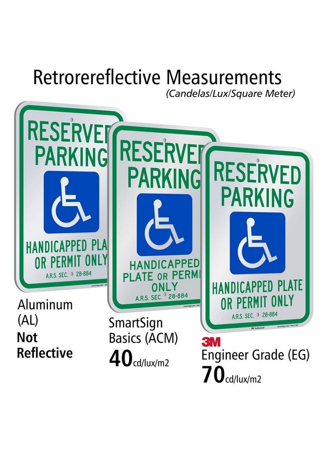 SmartSign 18 X 12 Inch Basics “Reserved Parking Handicapped Plate Or Permit” Official Arizona State Metal Sign 120 Mil Aluminum Composite Engineer Grade Reflective Material Blue Green And White  - Image 4