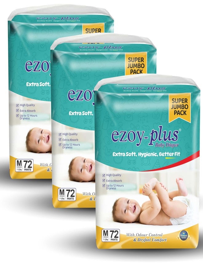 Ezoyplus Extra Soft Baby Diapers M Size Super jumbo Pack| 6-12 kg |Extra Absorption & Odour Control (M, 216, count) - Image 1