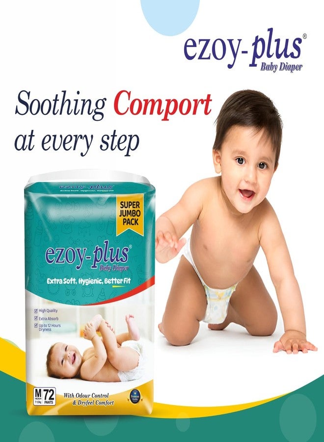 Ezoyplus Extra Soft Baby Diapers M Size Super jumbo Pack| 6-12 kg |Extra Absorption & Odour Control (M, 216, count) - Image 2