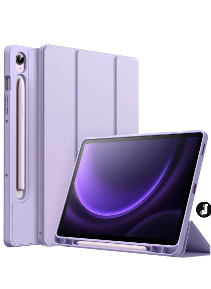 JAJEEK "2024 Case for Samsung Galaxy Tab S9 FE 10.9-Inch – Soft TPU Tri-Fold Stand Protective Cover with S Pen Holder, S Pen Charging Support, Auto Wake/Sleep (Light Purple)" - Image 1