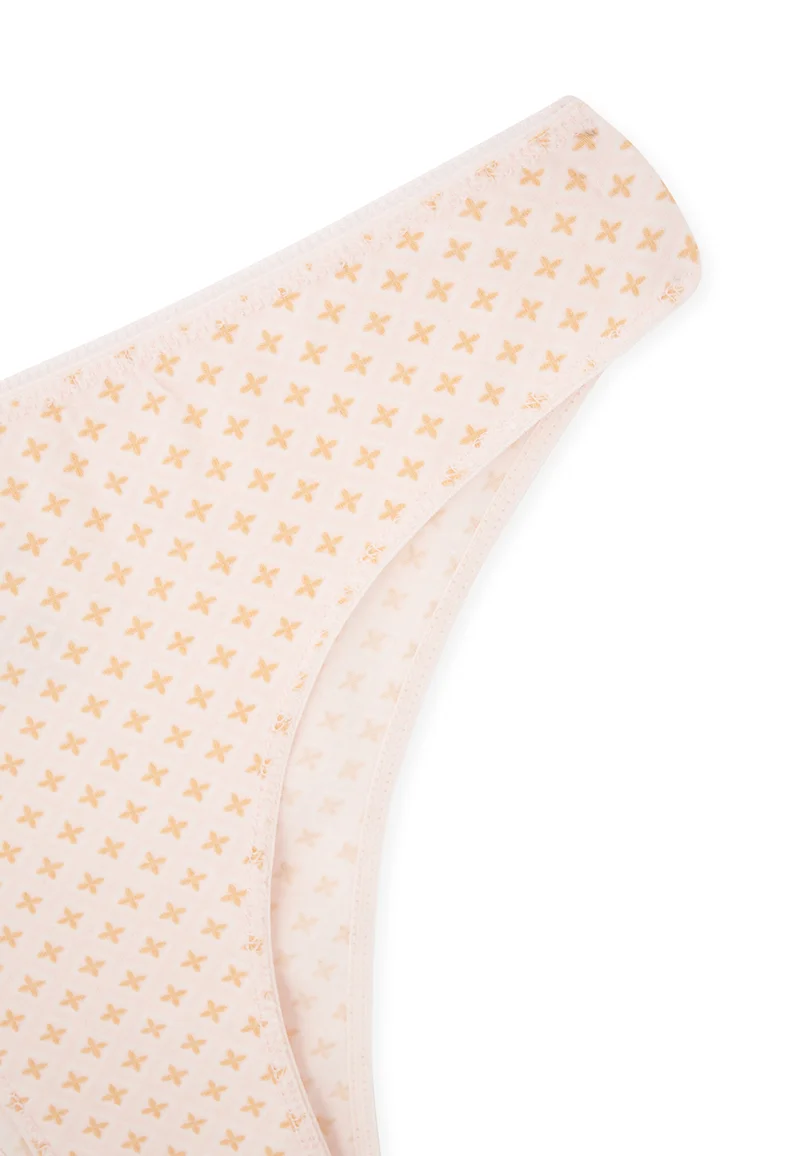 dagi  3 Pack Geometric Mid Rise Pink Cotton Blend Brazilian for Women | Best Price UAE