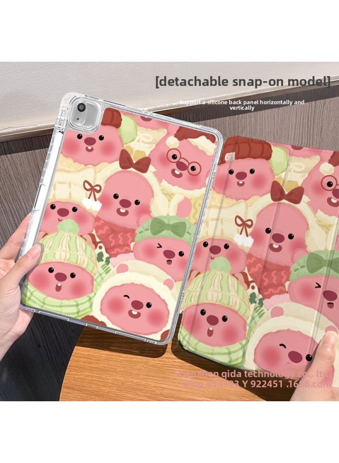 【Silicone X Lock Split】 Ipadpro Protective Cover For The Tenth Generation Loopy2024 Three-fold Anti-drop Air-Color:Buckle Split-horizontal And Vertical Support-double-sided Silicone 70% Off Styles + Pen Slot 【q0635 Winter Clothes Joy】-Applicable Models:Ipad Air6 ( 11inch ) - Image 3