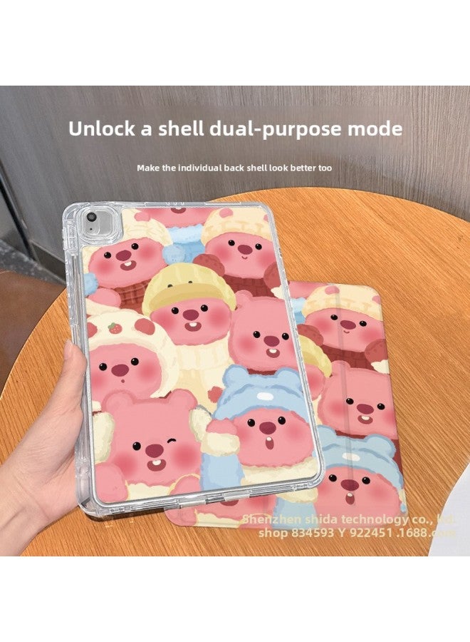 【Silicone X Lock Split】 Ipadpro Protective Cover For The Tenth Generation Loopy2024 Three-fold Anti-drop Air-Color:Buckle Split-horizontal And Vertical Support-double-sided Silicone 70% Off Styles + Pen Slot 【q0635 Winter Clothes Joy】-Applicable Models:Ipad Air6 ( 11inch ) - Image 2