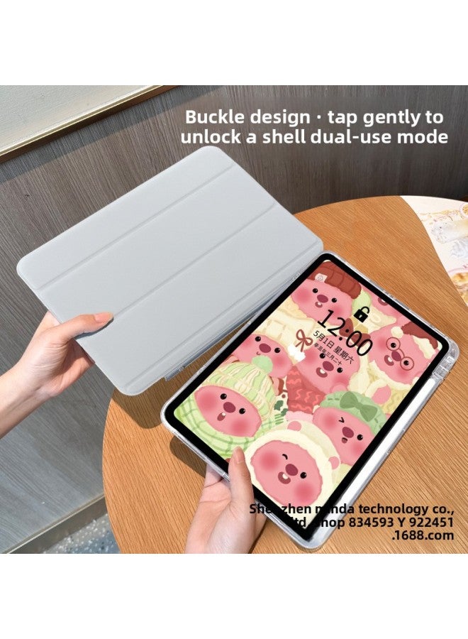 【Silicone X Lock Split】 Ipadpro Protective Cover For The Tenth Generation Loopy2024 Three-fold Anti-drop Air-Color:Buckle Split-horizontal And Vertical Support-double-sided Silicone 70% Off Styles + Pen Slot 【q0635 Winter Clothes Joy】-Applicable Models:Ipad Air6 ( 11inch ) - Image 4