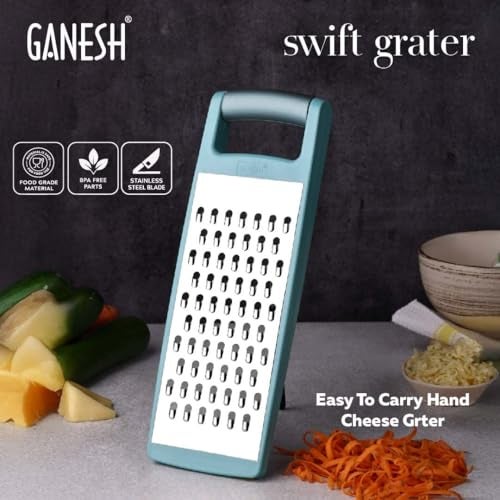 Ganesh Swift Stainless Steel Flat Vegetable Grater for Cheese, Potato, Carrot and Slicer with Non-Slip Base, Dishwasher Safe - Image 3