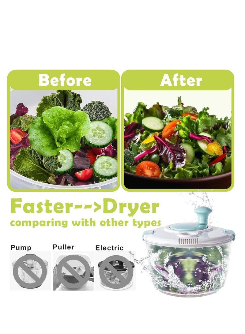 Salad Spinner,5L Vegetable Washer Dryer Drainer Strainer with Bowl  Colander,Multi-Use Lettuce Spinner,Fruit Washer,Manual Salad Washer for Kitchen - Image 2