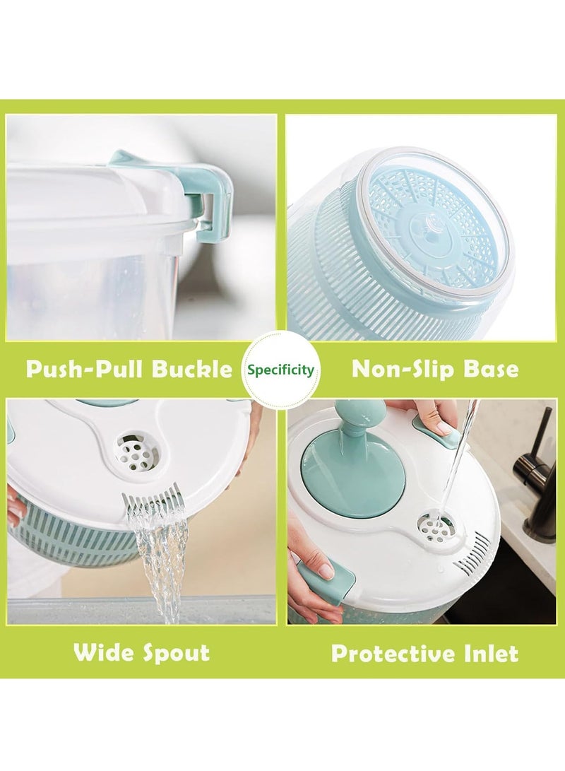 Salad Spinner,5L Vegetable Washer Dryer Drainer Strainer with Bowl  Colander,Multi-Use Lettuce Spinner,Fruit Washer,Manual Salad Washer for Kitchen - Image 4