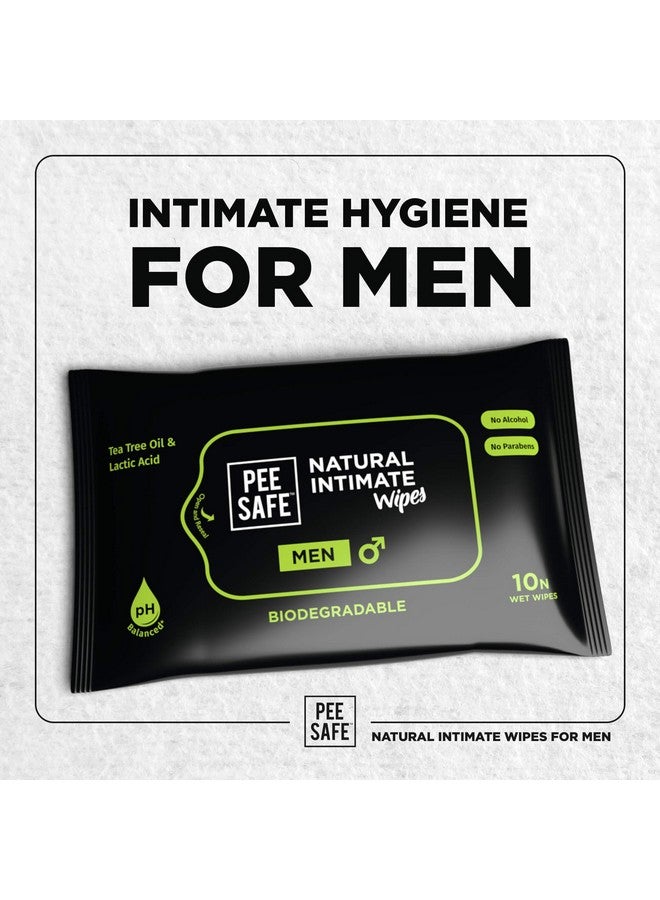بيساف مناديل Pee Safe Intimate Wipes للرجال، قابلة للتحلل البيولوجي، متوازنة الحموضة - 40 منديل (عبوة من 4 قطع) | مناديل صحية قابلة للتحلل البيولوجي بنسبة 100% | تمنع تهيج المناطق الحميمة - Image 2
