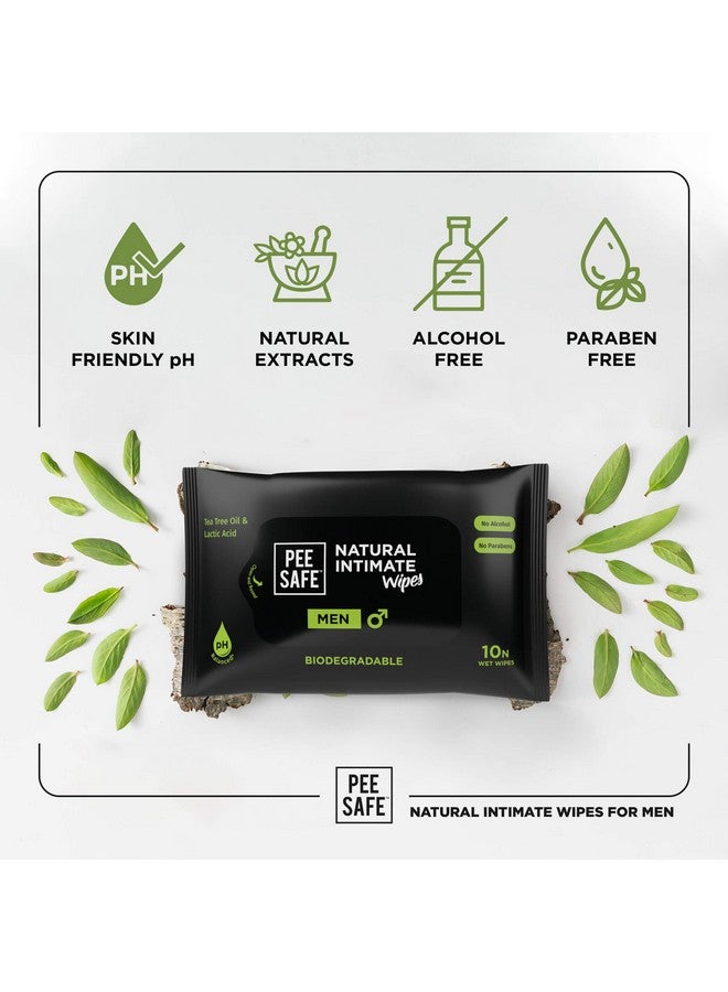 بيساف مناديل Pee Safe Intimate Wipes للرجال، قابلة للتحلل البيولوجي، متوازنة الحموضة - 40 منديل (عبوة من 4 قطع) | مناديل صحية قابلة للتحلل البيولوجي بنسبة 100% | تمنع تهيج المناطق الحميمة - Image 3