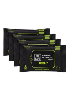PEESAFE Pee Safe Intimate Wipes for Men, Biodegradable, pH balanced - 40 Wipes (Pack of 4) | 100% Biodegradable Hygiene Wipes | Prevents Irritation In Intimate Areas  - Image 1