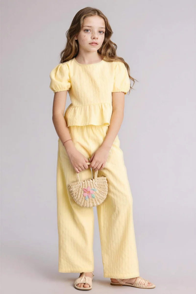 ديفاكتو Girl Wide Leg Cotton Trousers