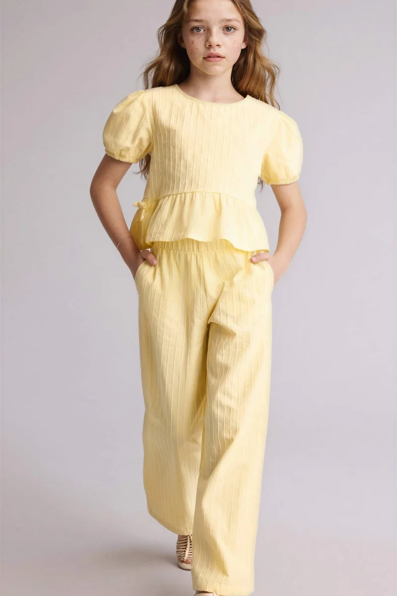 ديفاكتو Girl Wide Leg Cotton Trousers