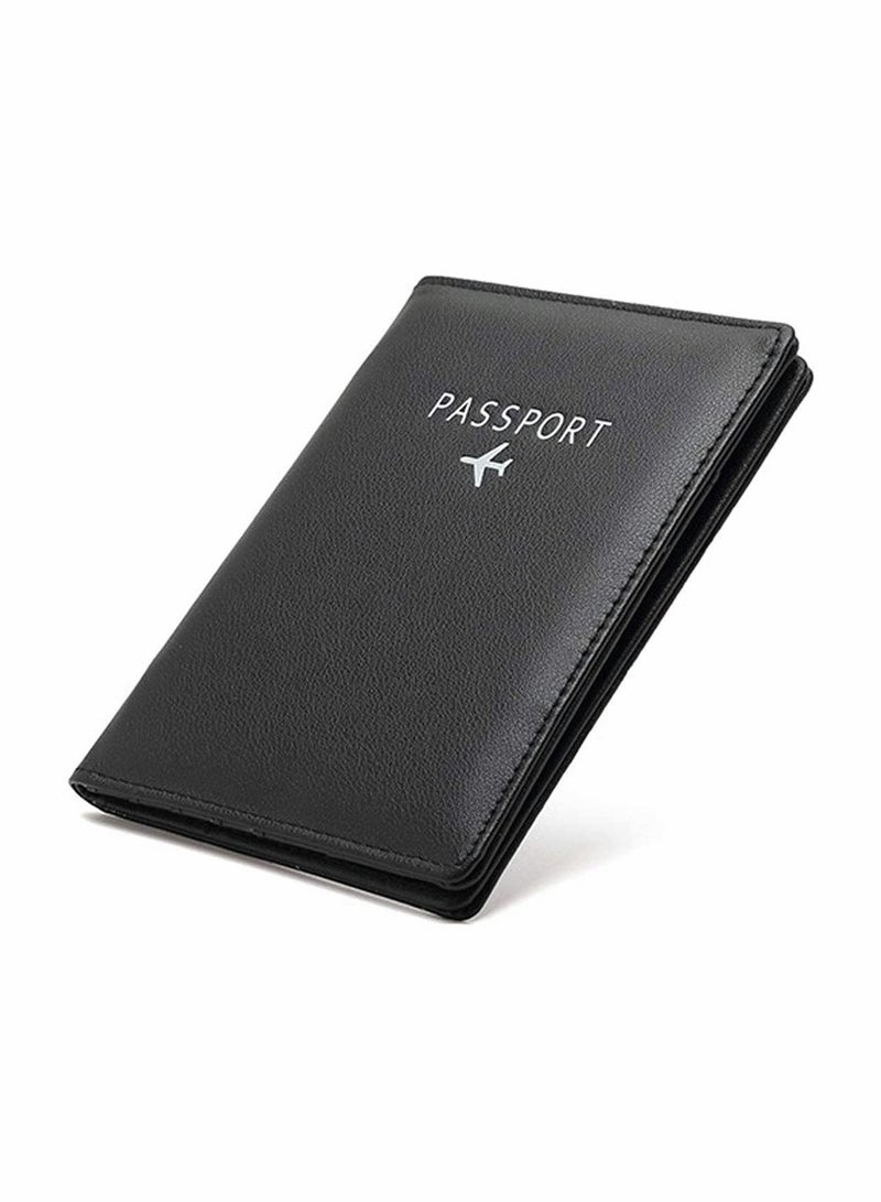 KASTWAVE Travel Wallet Passport Holder Blocking Leather Passport Cover Case with Wallet for Credit Card, Money, Boarding, Passport Holder Protector for Men Women (Black)  - Image 1