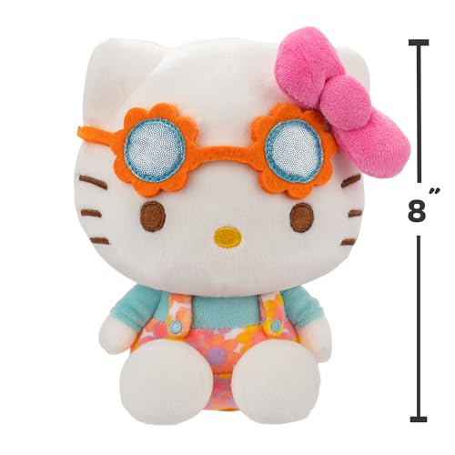 Jazwares Hello Kitty and Friends 8" Plush w/Flower Overalls & Sunglasses - Limited Edition Officially Licensed Sanrio - Soft Doll Stuffed Toy Figure - Gift for Kids, Girls, Boys - 2+ - Image 2