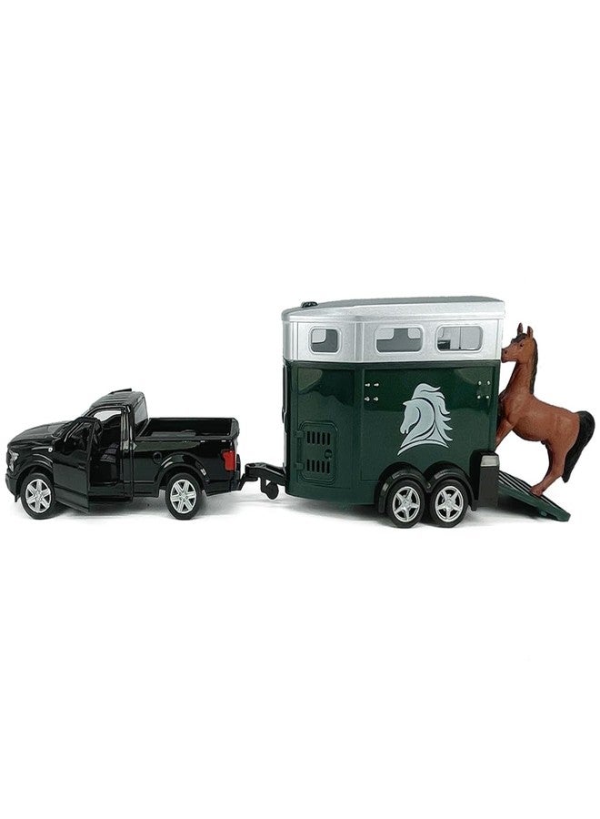 VIIGER F-150 Pickup Truck Trailer Towing Horse Transporter Farm Trailers, Doors Open, 1/36 Scale Model Car Diecast Metal Toy Cars, 3 4 5 6 7 Year Old Kids Boys Gifts, Cake Topper Home Office Décor Collection - Image 3