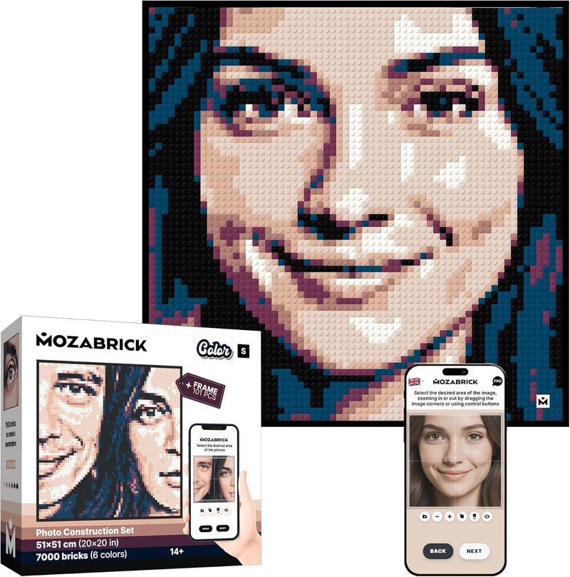 MOZABRICK Color Photo Construction Set, 7000 Bricks, Black, 51 cm x 51 cm Size S, 70001 - Image 1