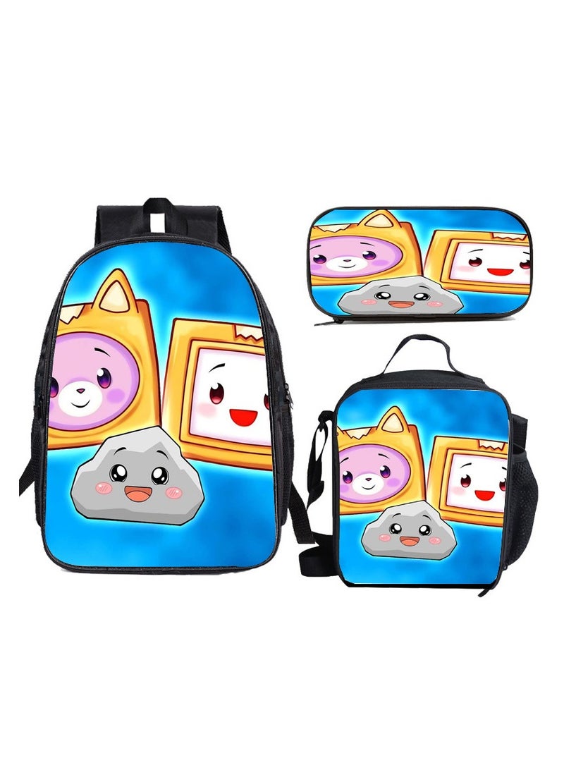 SKT Shiketro lankybox cartoon print school bag kindergarten lunch bag shoulder bag primary school student pencil bag backpack  - Image 1