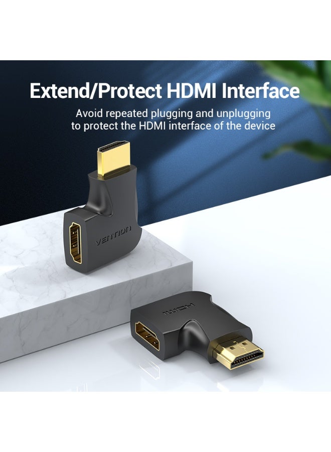 VENTION HDMI 270 Degree Male to Female Vertical Flat Adapter Black 2 Pack Model # AIQB0-2 - Image 4
