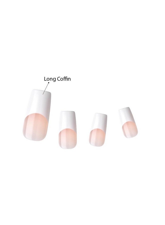 KISS Acrylic French False Nails Kit, Long Coffin Wilder Fit Design Nail, Classic White Color French Tip Nails, Ready To Wear Gel & Manicure Stick Included, Long-Lasting Convenient & Easy To Apply - Image 5