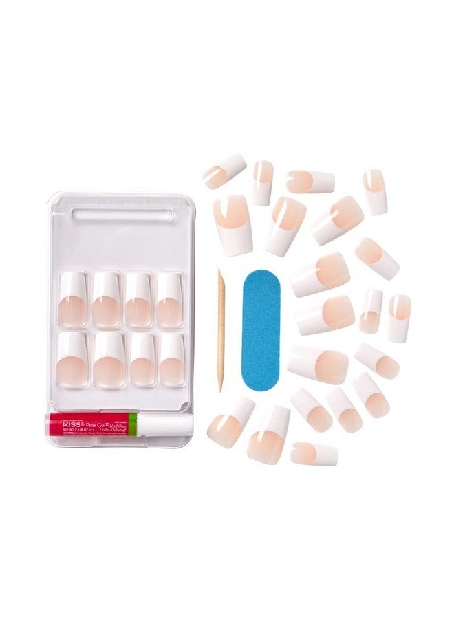 KISS Acrylic French False Nails Kit, Long Coffin Wilder Fit Design Nail, Classic White Color French Tip Nails, Ready To Wear Gel & Manicure Stick Included, Long-Lasting Convenient & Easy To Apply - Image 4