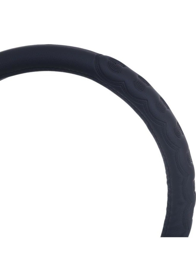Leather and rubber steering wheel cover - black - Touch 05 - Image 3