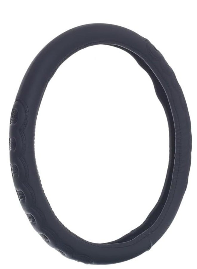 Leather and rubber steering wheel cover - black - Touch 05 - Image 1