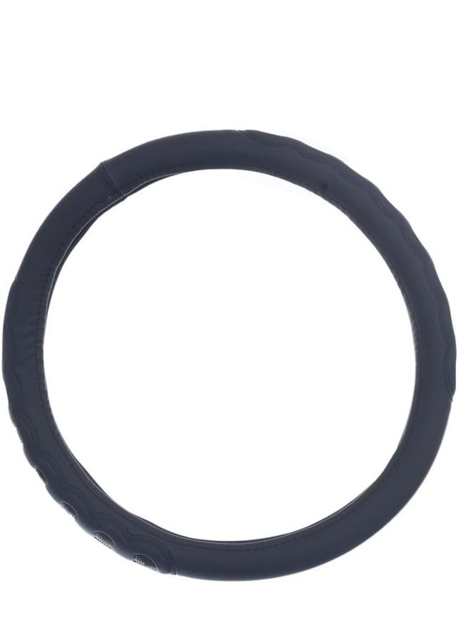 Leather and rubber steering wheel cover - black - Touch 05 - Image 2