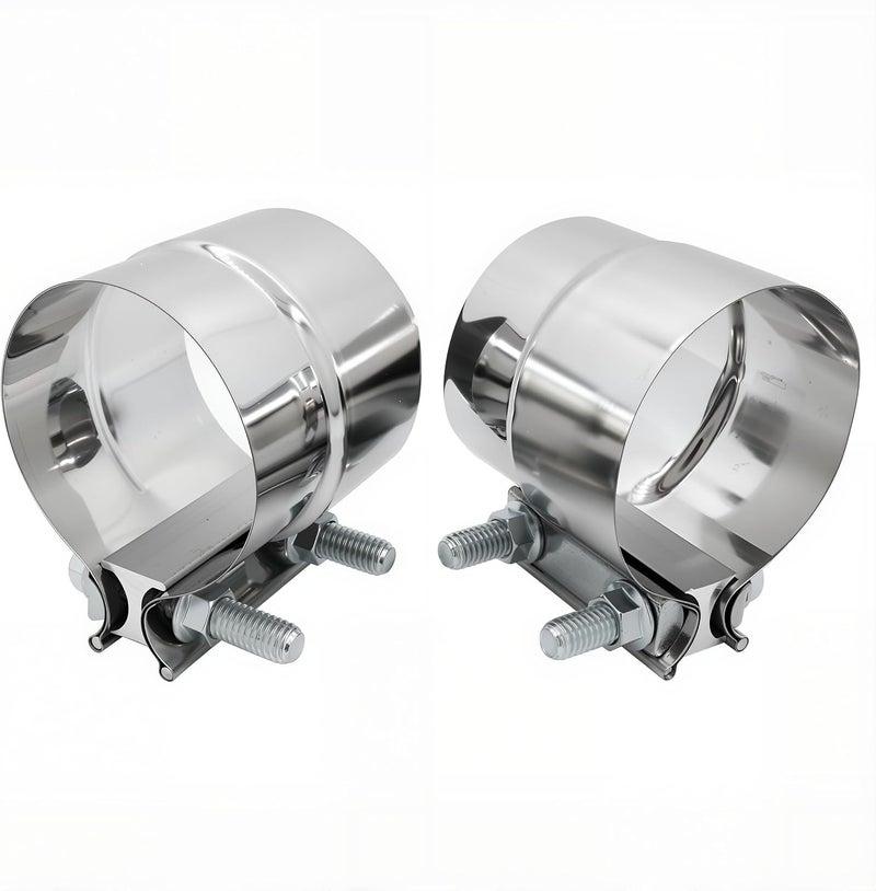 ROADFORMER 3 inch Exhaust Clamp Stainless Steel Muffler Band Clamps for 3" Inner Diameter to 3" Outer Diameter Turbo Downpipe Exhaust System Repair - 2 Pieces - Image 1