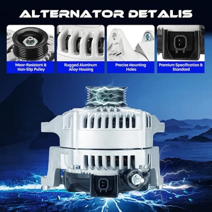 SEHNSUCHT Alternator Replacement New Fit for Ram 1500 2011-2013 5.7L, for Ram 2500 2011-2017 5.7L, for Ram 3500 2011-2017 5.7L, Automotive Replacement Alternators for 56028697AM 56028697AP - Image 2