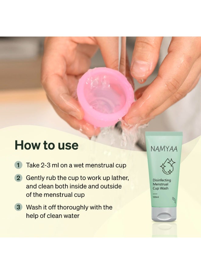 Namyaa Reusable Menstrual Cup for Women with Menstrual Cup Wash 100ml |Combo Pack|Cup With Pouch |Ultra Soft, Odour and Rash Free |100% Medical Grade Silicone |No Leakage |US FDA Registered (Medium) - Image 3