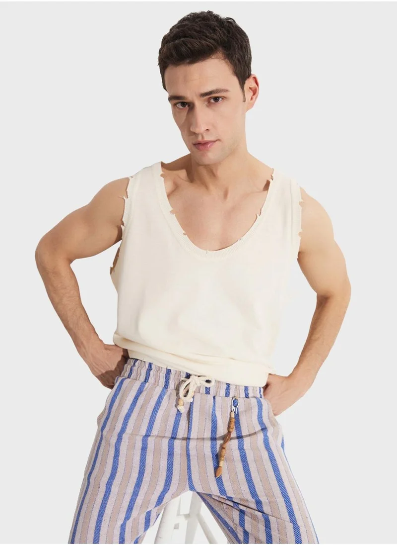 JUNE Striped Trousers
