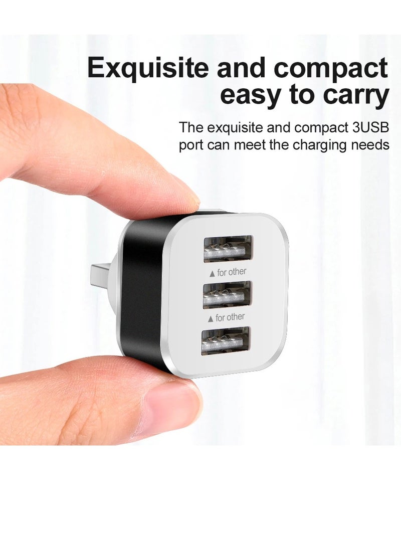 AROAQ 3 Port USB Extender, USB 2.0 Quick Charging USB Hub, Lightweight And Portable USB Splitter Adapter Convertor, Safe And Efficient Multiple Interface Car USB Expander, (Silver) - Image 2