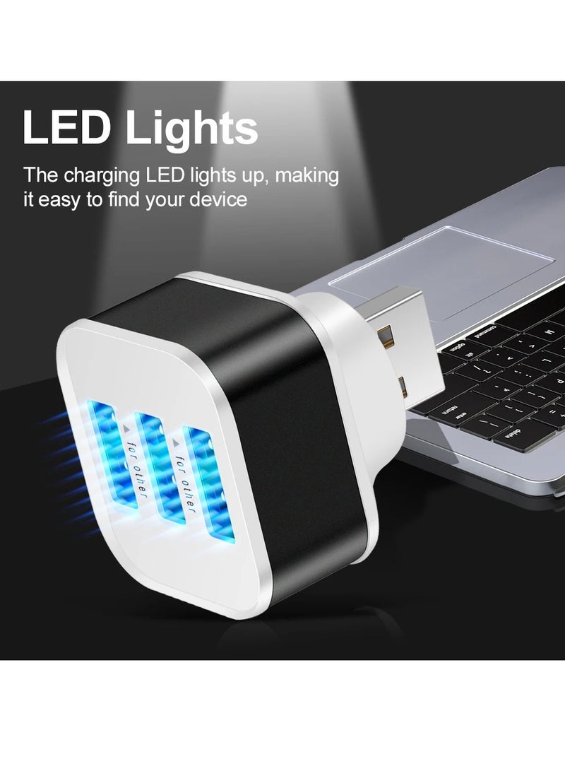 AROAQ 3 Port USB Extender, USB 2.0 Quick Charging USB Hub, Lightweight And Portable USB Splitter Adapter Convertor, Safe And Efficient Multiple Interface Car USB Expander, (Silver) - Image 4