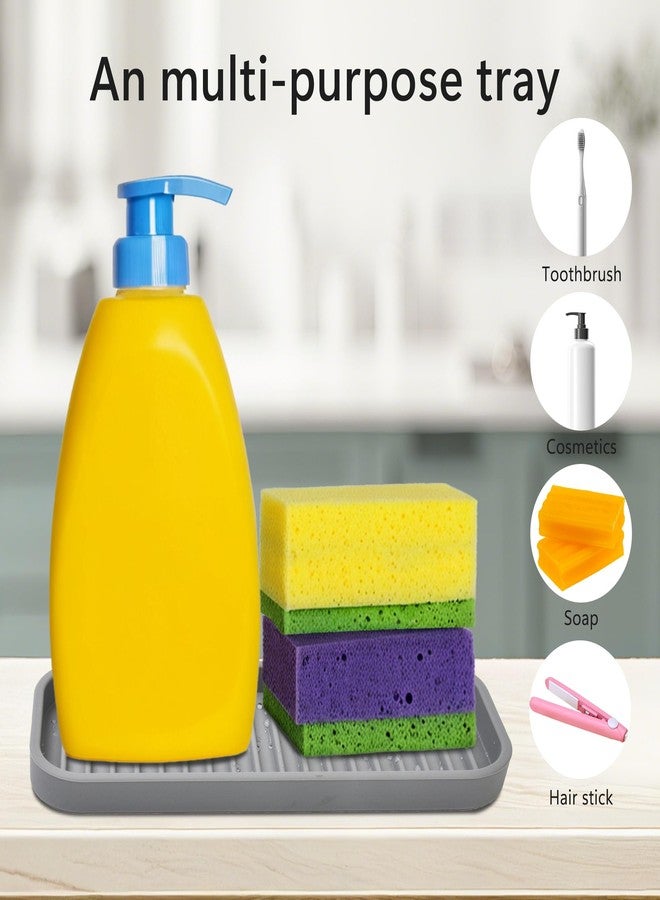 Mofason Silicone Soap Tray, Bathroom Kitchen Finishing Tray, Kitchen Sink with Soap Rack, Sponge Tray, Soap and Sponge Sink Organizer（Mist, 2 Pack） - Image 3
