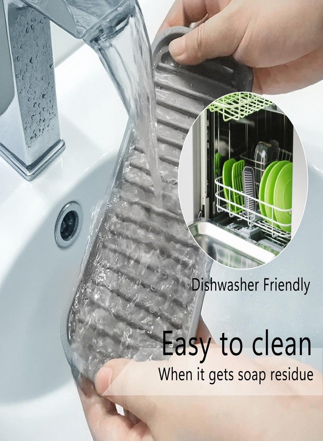 Mofason Silicone Soap Tray, Bathroom Kitchen Finishing Tray, Kitchen Sink with Soap Rack, Sponge Tray, Soap and Sponge Sink Organizer（Mist, 2 Pack） - Image 4
