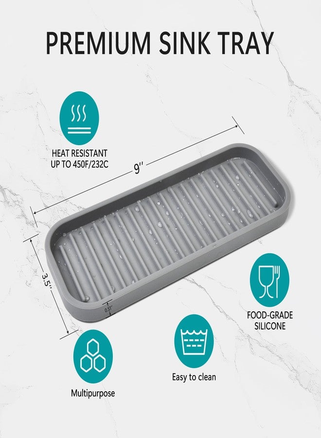 Mofason Silicone Soap Tray, Bathroom Kitchen Finishing Tray, Kitchen Sink with Soap Rack, Sponge Tray, Soap and Sponge Sink Organizer（Mist, 2 Pack） - Image 5